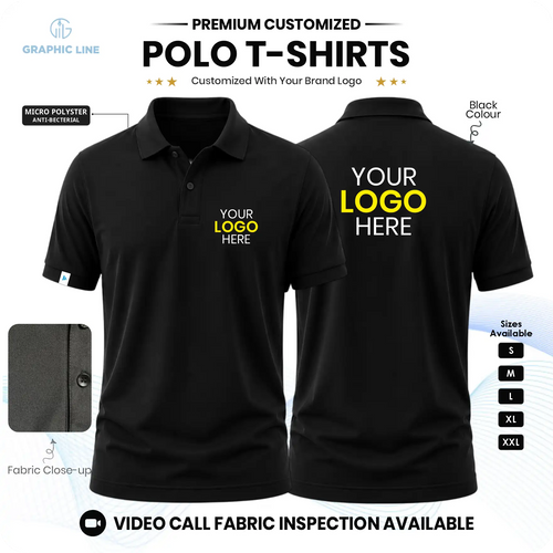 Custom Polo T-Shirts with Company Logo Printing | Corporate Uniform Manufacturer India | Graphic Line