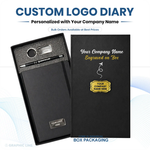 Corporate Diary Gift Kit | Diary+Pen+Keychain | Graphicline.in