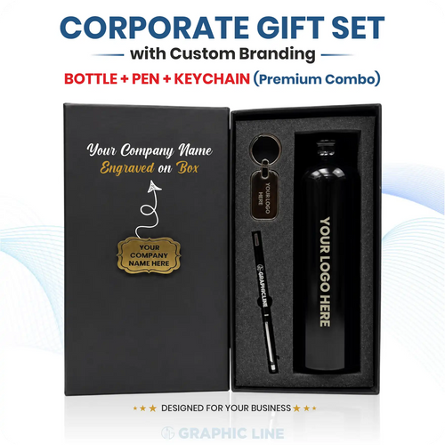 Bottle, Pen & Keychain Welcome Kit | Graphicline.in