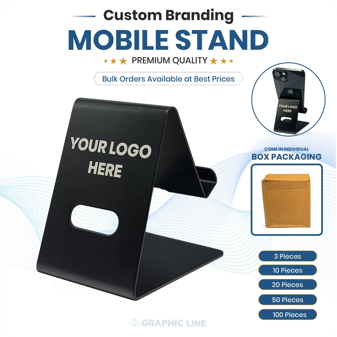 Premium Mobile Stand with Branding | Graphicline.in